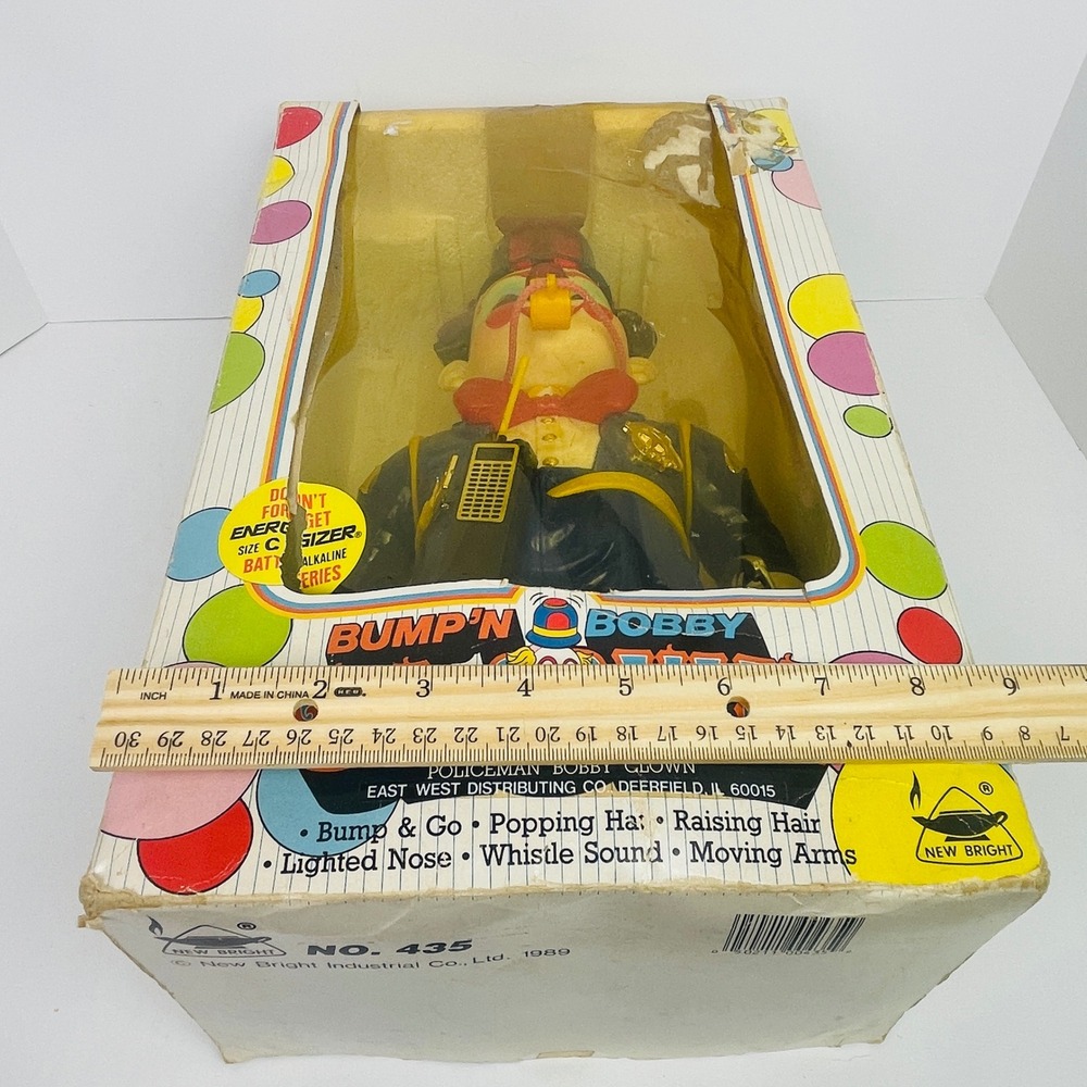 New Bright Bump N Bobby Clown Toy Blue Policeman 1989 Vintage Untested For Parts - Picture 8 of 16